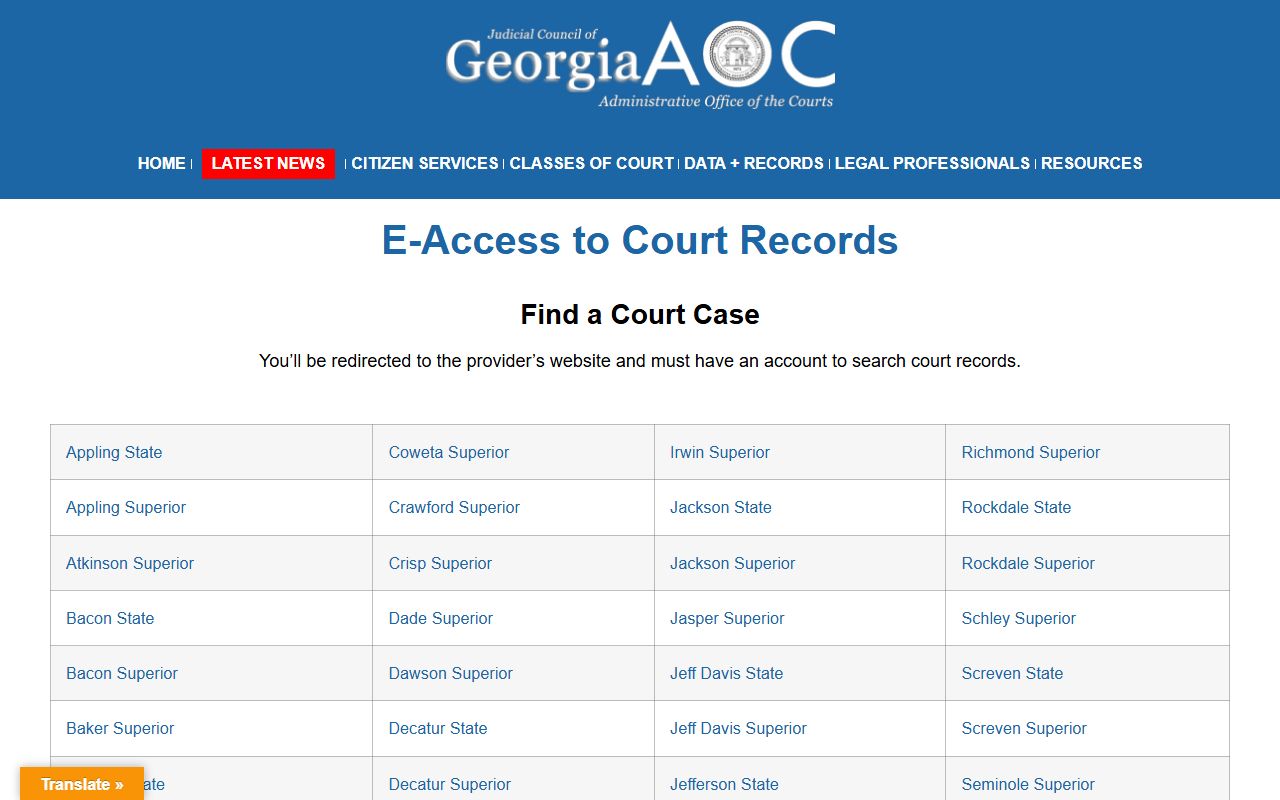 Georgia E-Access route for Johnson County court records after arrest