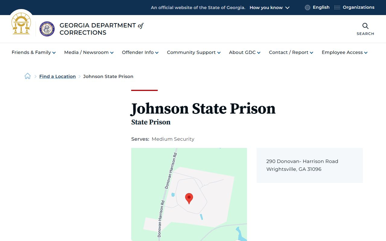 Johnson State Prison facility details for Johnson County inmate population